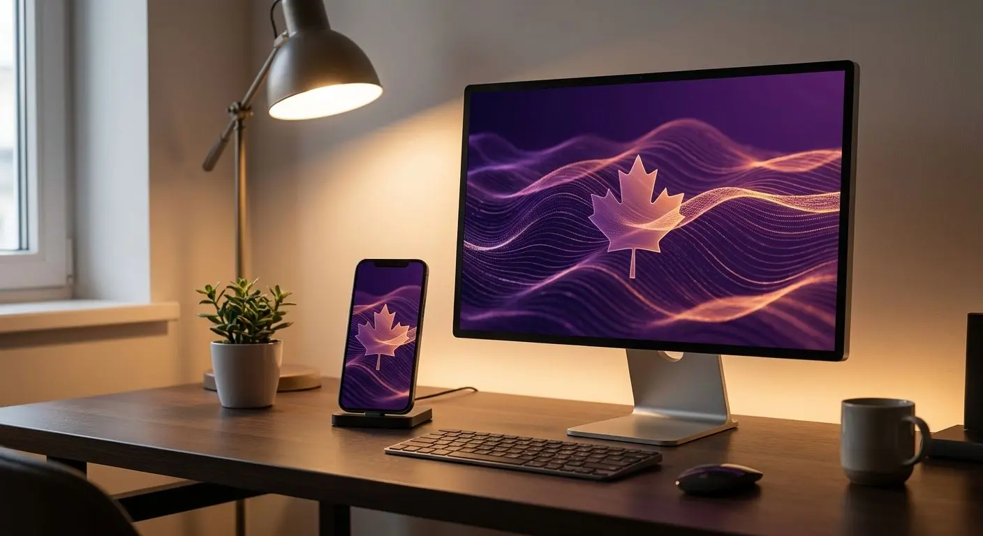 Desktop and mobile devices showing PlayOJO-style interface for Canada