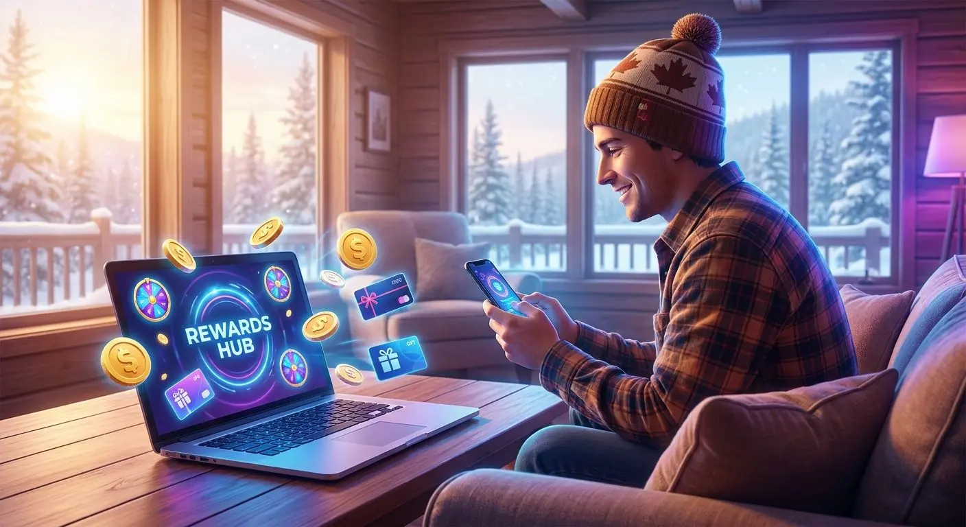 Canadian player checking online bonus offers on laptop and phone