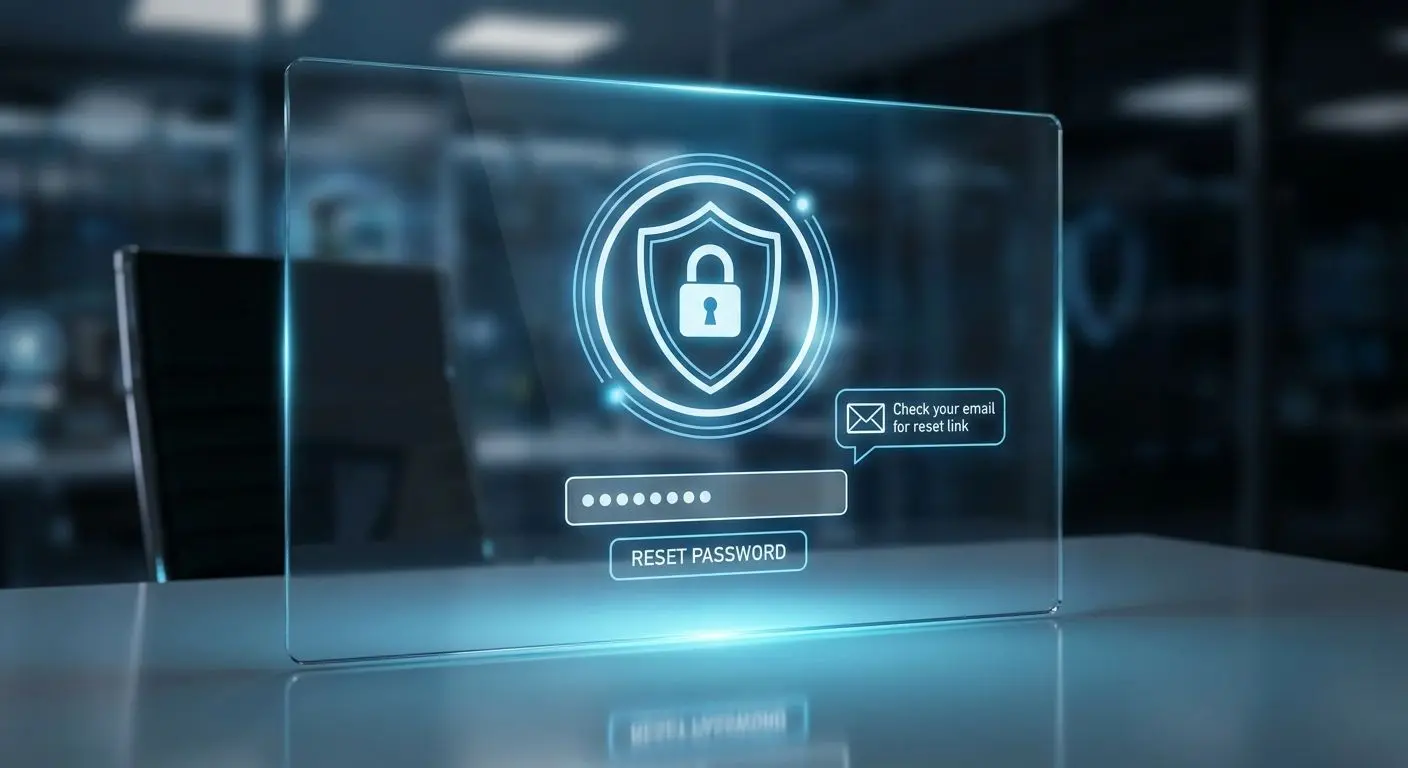 Secure password reset screen with shield icon and new password field