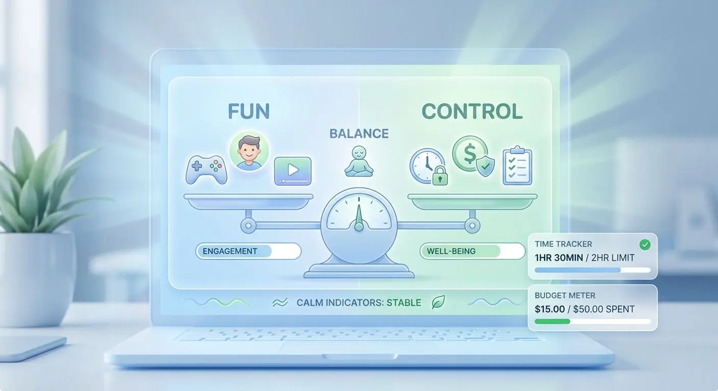 Illustration of balance between fun and control in online play