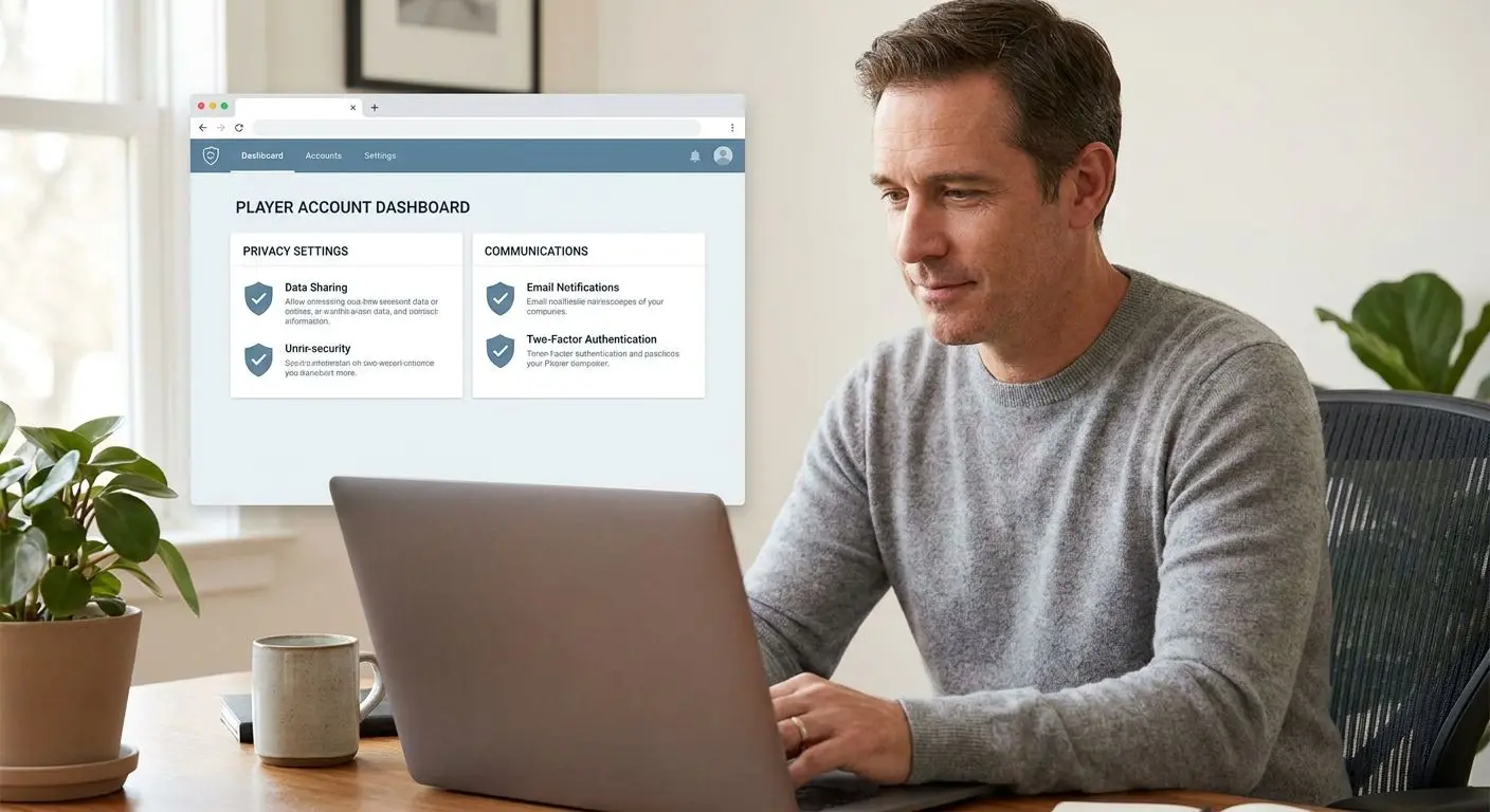 Player managing privacy and communication settings in account