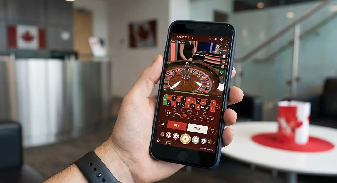 Mobile live roulette interface on smartphone for Canadian players