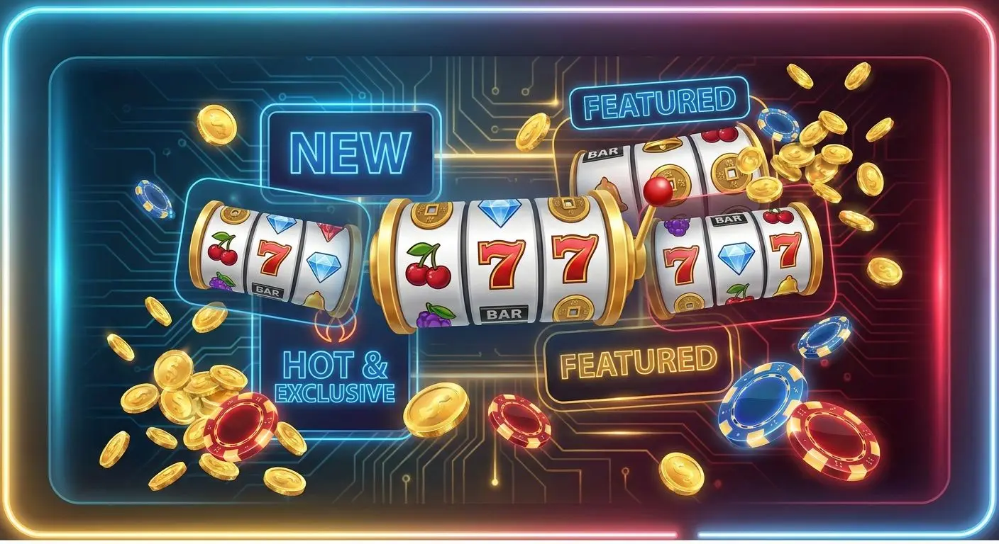 Collage of new popular and exclusive slot game categories